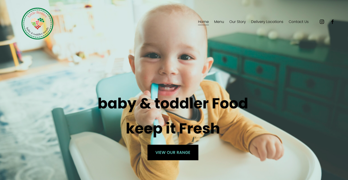 Screenshot of Little Birdies Food website